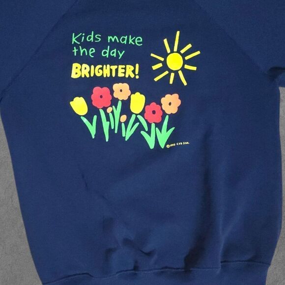 Vintage Kids Make The World Better Pullover Sweatshirt Large - Picture 2 of 6